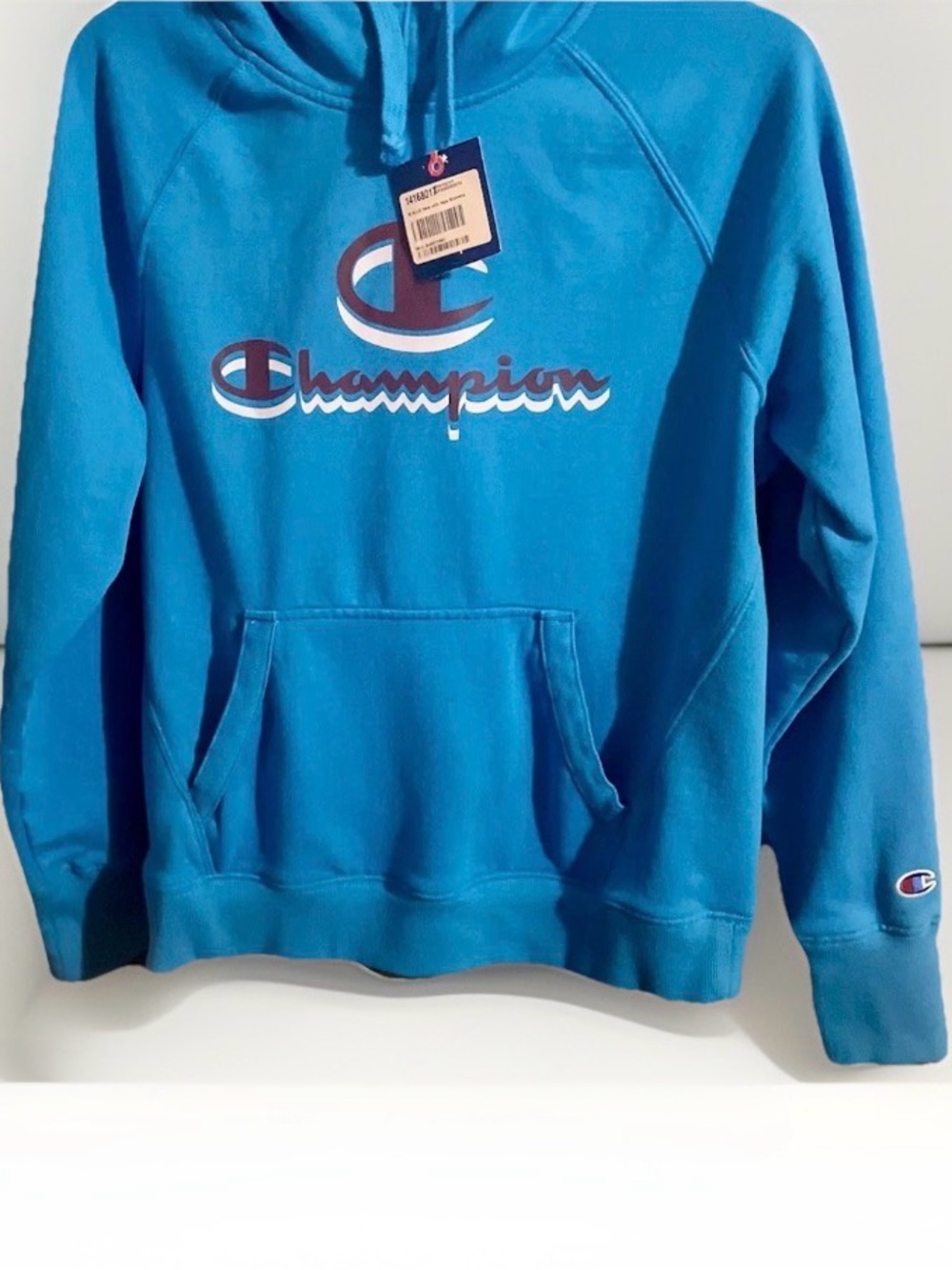NWT-(Medium) Champion, Powerblend Fleece Pull-Over Hoodie-(Balboa)Carolina Blue